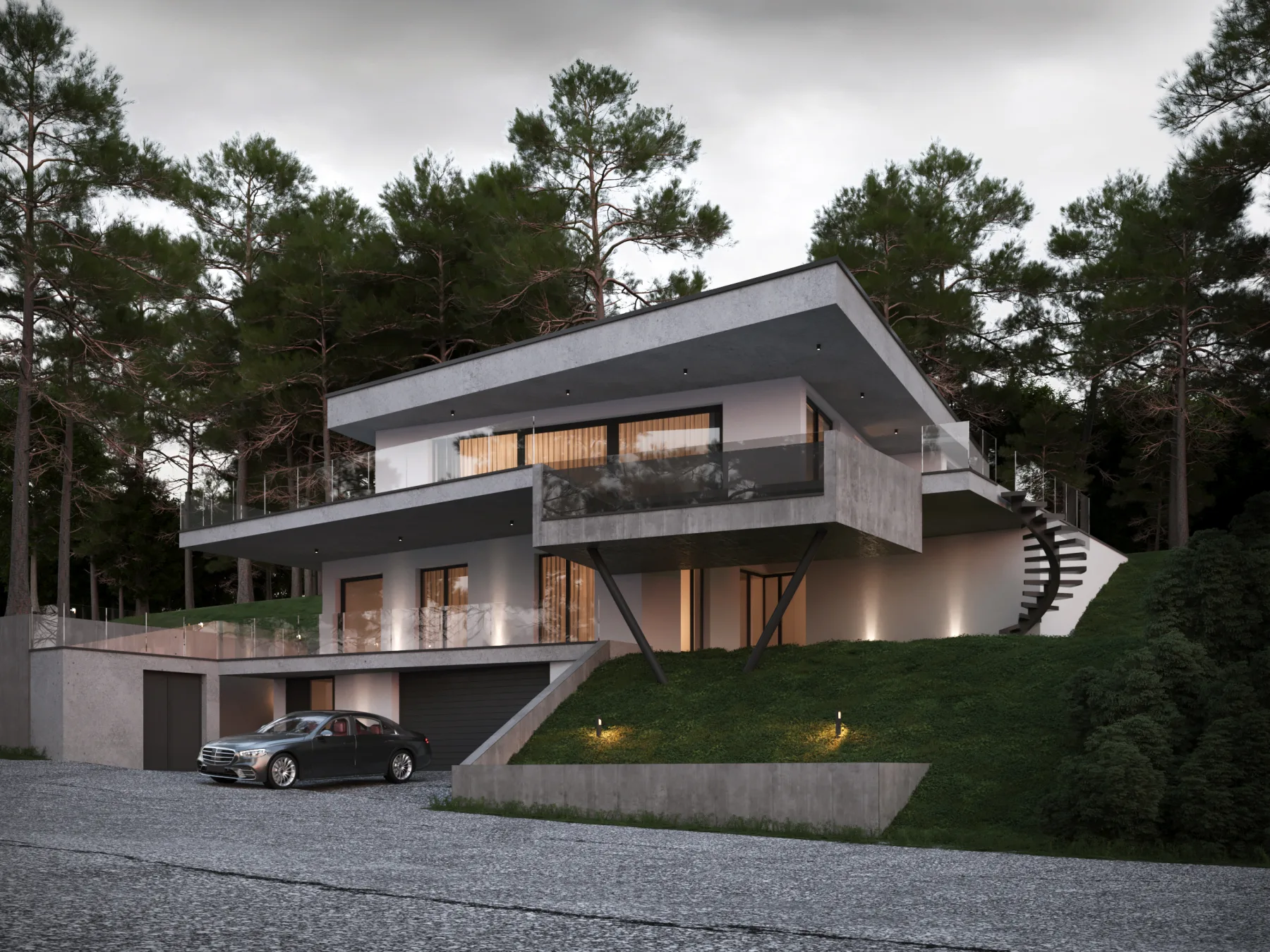 Wohnhaus mit Terrassen — vi7 3D-Visualisierung