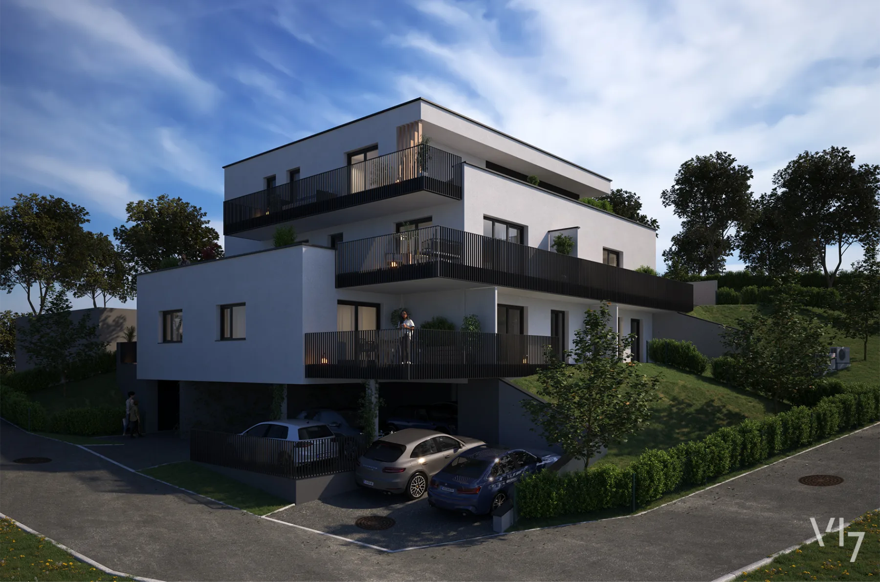 Wohnhaus bei Abend — vi7 3D-Visualisierung